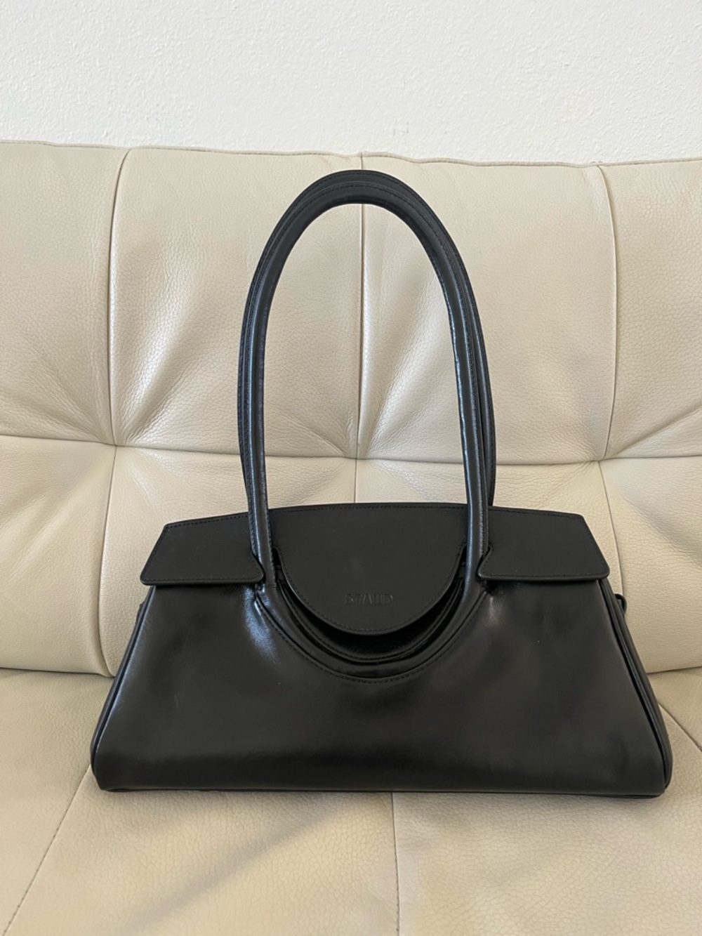 MAUDE Black Leather Shoulder Bag - Picture 6 of 10